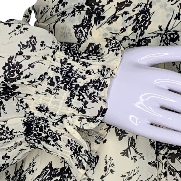 Floral Print Mini Dress NWOT Long Sleeve Tie and Hidden Zipper on Back Size M - Picture 5 of 14